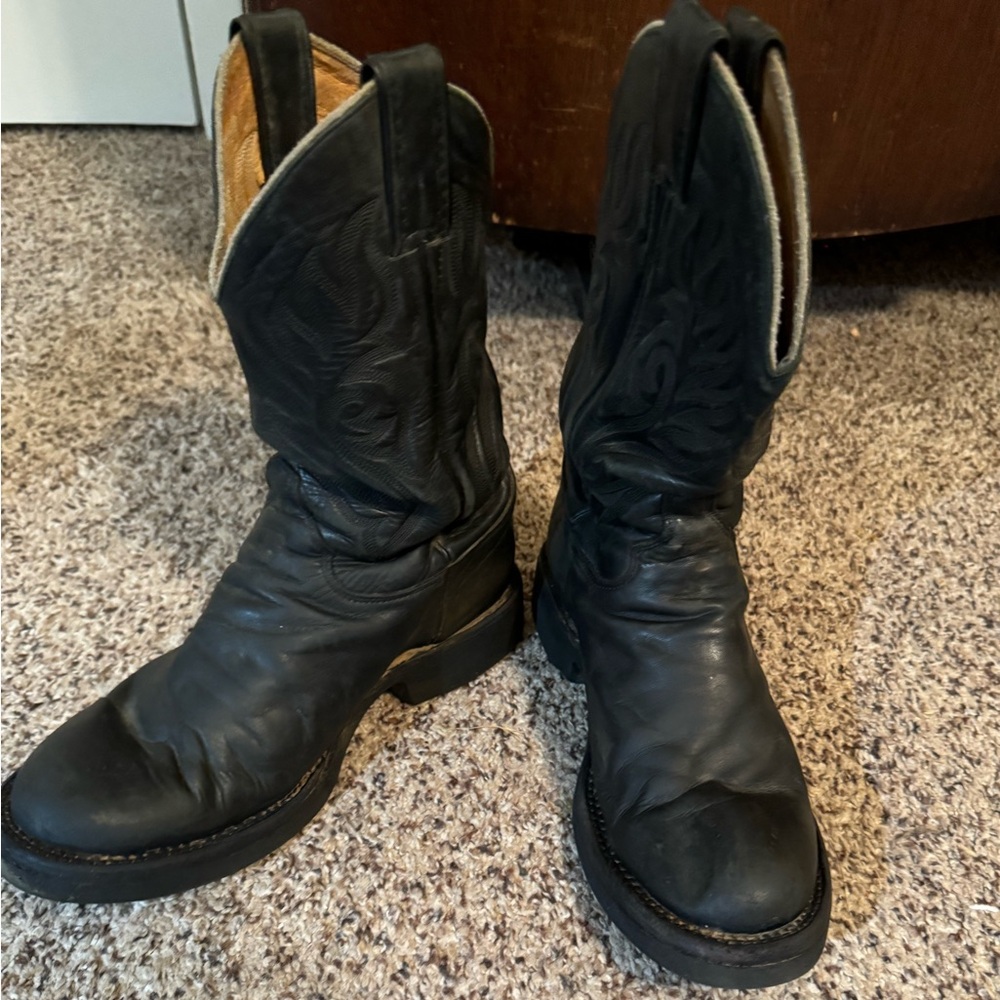 Justin Techno Crape Boots, Black, Size 8 , Round Toe